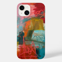 Abstrakte aquamarine und rote Malerei für iPhone 1