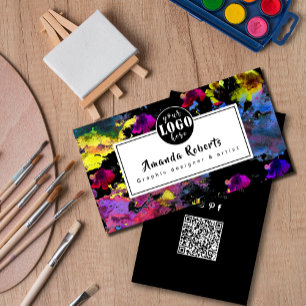 Abstrakte Aquarell-Blume Künstlerkarte Visitenkarte