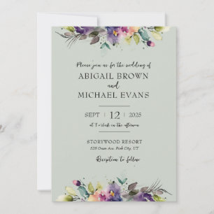 Abstrakte Aquarell-Blumen-Hochzeitseinladung Einladung