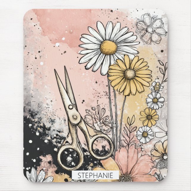 Abstrakte Aquarell-Blumenkunst Mousepad (Vorne)
