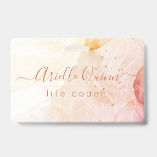 Abstrakte Aquarell-Formen Rose Script Lebensberate Ausweis