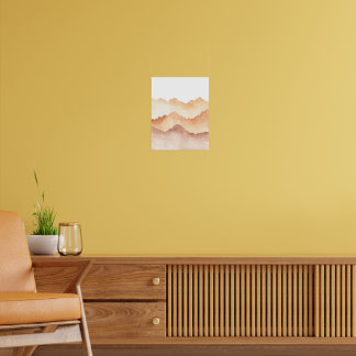 Abstrakte Aquarell-Gebirgslandschaft in Erdtönen Poster