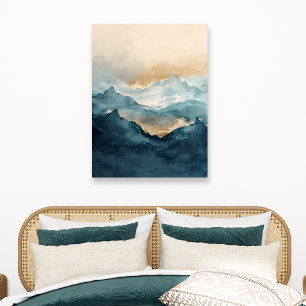 Abstrakte Aquarell-Gebirgslandschaft Leinwanddruck