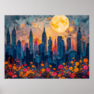 Abstrakte Aquarell-Illustration des Vollmonds über Poster