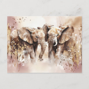 Abstrakte Aquarell Illustration eines Elefanten Postkarte