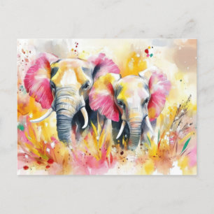 Abstrakte Aquarell Illustration eines Elefanten Postkarte