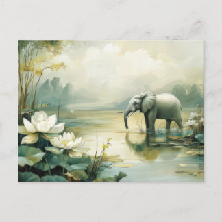 Abstrakte Aquarell Illustration eines Elefanten Postkarte