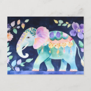 Abstrakte Aquarell Illustration eines Elefanten Postkarte