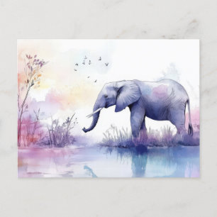 Abstrakte Aquarell Illustration eines Elefanten Postkarte