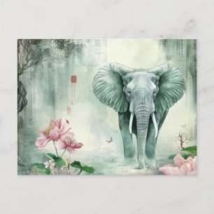 Abstrakte Aquarell Illustration eines Elefanten Postkarte