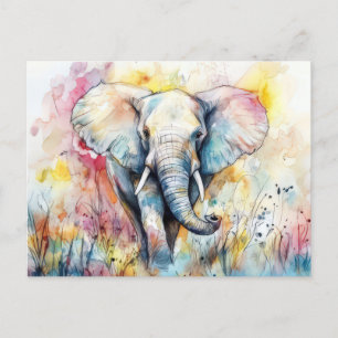 Abstrakte Aquarell Illustration eines Elefanten Postkarte