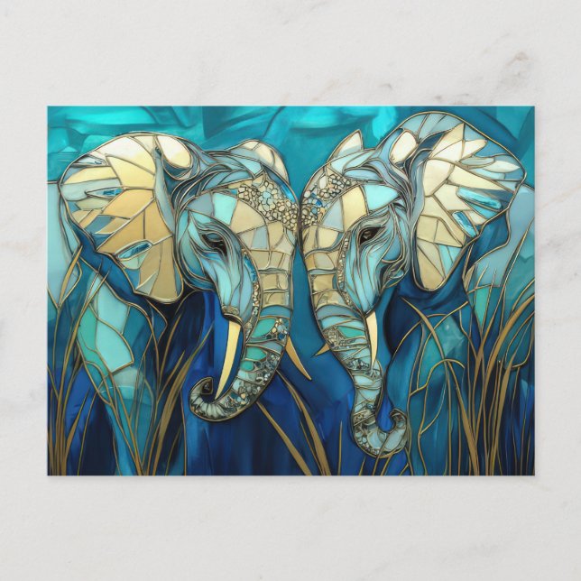 Abstrakte Aquarell Illustration eines Elefanten Postkarte (Vorderseite)