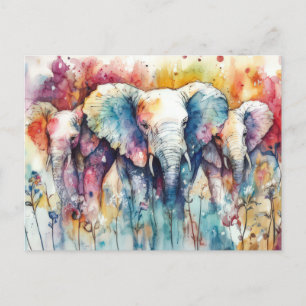 Abstrakte Aquarell Illustration eines Elefanten Postkarte