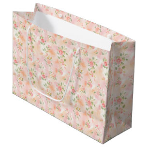 Abstrakte Aquarell Kleine Pfirsich Rosa Blumen Große Geschenktüte