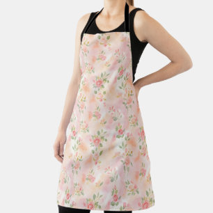 Abstrakte Aquarell Kleine Pfirsich Rosa Blumen Schürze