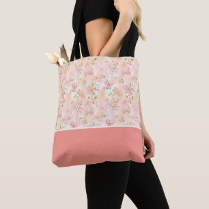 Abstrakte Aquarell Kleine Pfirsich Rosa Blumen Tasche