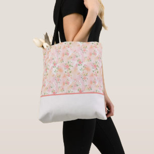 Abstrakte Aquarell Kleine Pfirsich Rosa Blumen Tasche