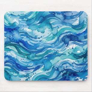 Abstrakte Aquarell-Ozeanwellen Mousepad