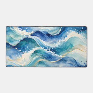 Abstrakte Aquarell-Ozeanwellen Schreibtischunterlage