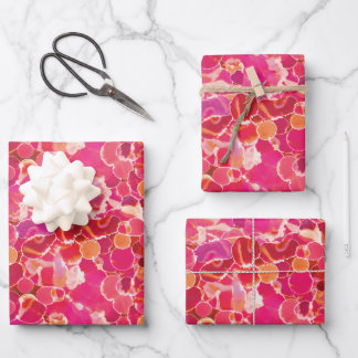 Abstrakte Aquarell-Rosa-Rot-Koralle Geschenkpapier Set