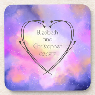 Abstrakte Aquarell-Surreal-Raum-Wolken-Hochzeit Untersetzer