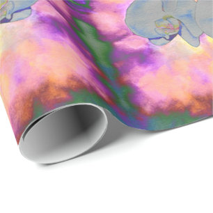 Abstrakte Aquarell-Tropenblumen-Orchideen Geschenkpapier