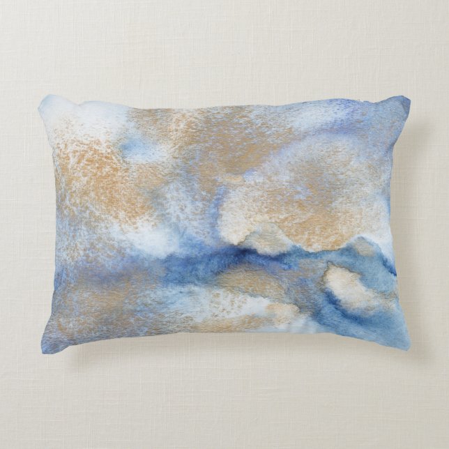 Abstrakte Aquarell- und Goldmalerei  Dekokissen (Vorderseite)