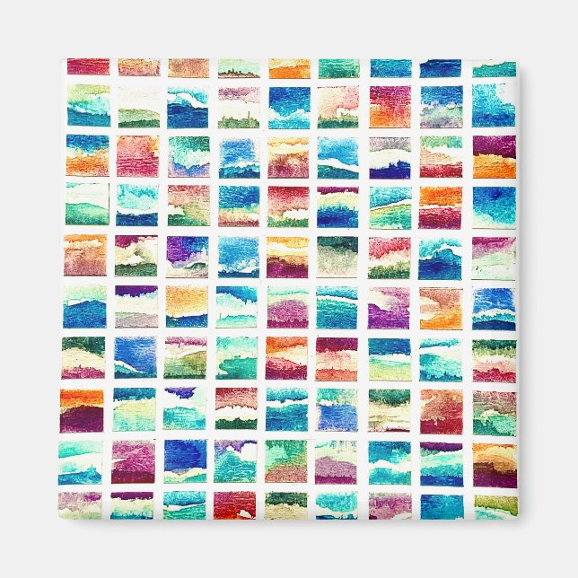 Abstrakte Aquarell-Wolkenquadrate  Magnet (Vorne)
