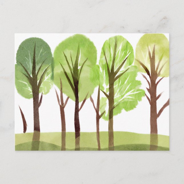 Abstrakte Aquarellbäume und Baumzweige Postkarte (Vorderseite)