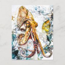 Abstrakte Aquarellbilder eines Tintenfischs