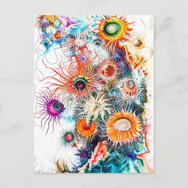 Abstrakte Aquarellbilder für Meeresanemone Postkarte (Vorderseite)