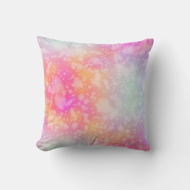 Abstrakte Aquarellbilder in Rosa und Orange Kissen (Vorderseite)