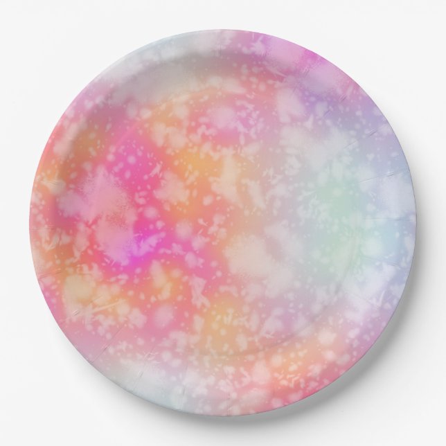 Abstrakte Aquarellbilder in Rosa und Orange Pappteller (Vorderseite)