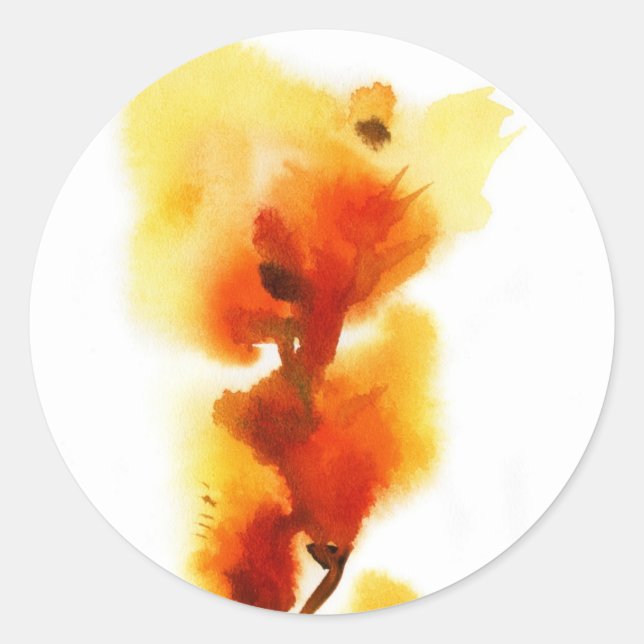 Abstrakte Aquarellbilder mit Blumen 2 Runder Aufkleber (Vorderseite)