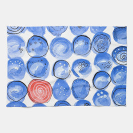 Abstrakte Aquarellblau-Punkte Geschirrtuch