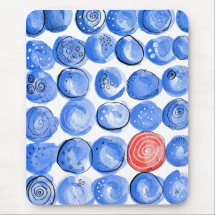 Abstrakte Aquarellblau-Punkte Mousepad