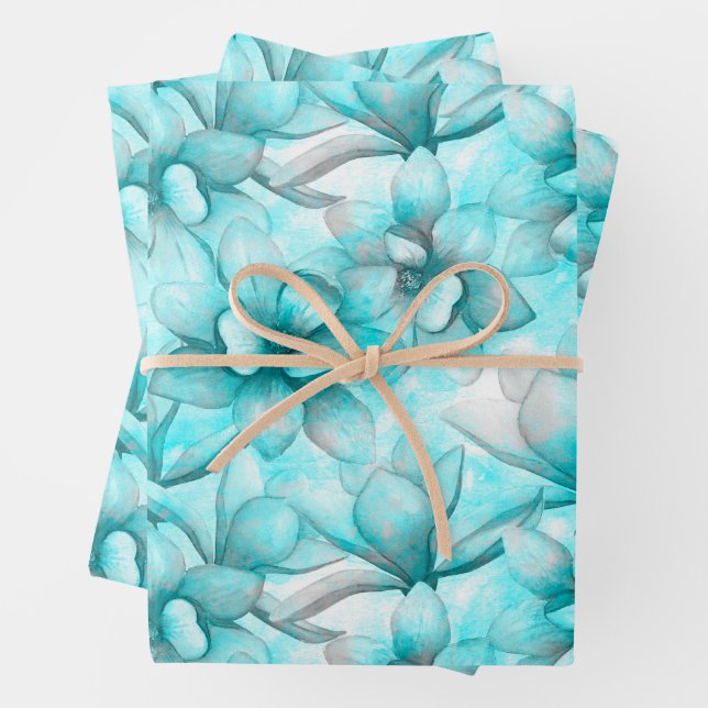 Abstrakte Aquarellblumen Geschenkpapier Set (Beispiel)