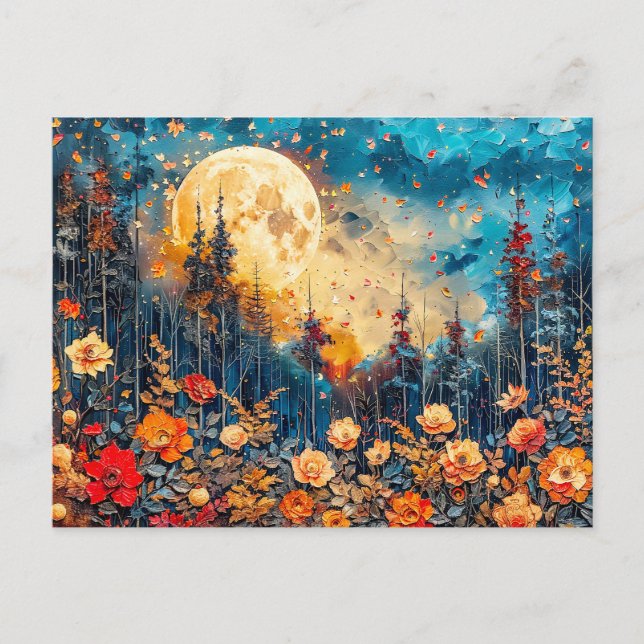 Abstrakte Aquarelldarstellung Vollmond Postkarte (Vorderseite)