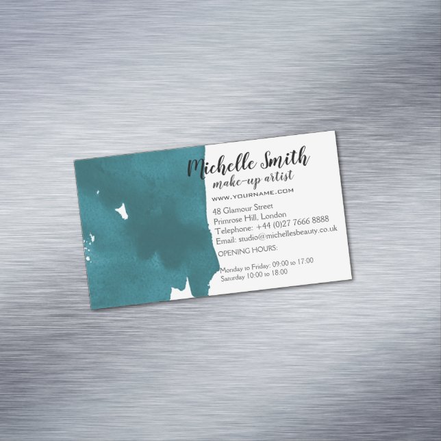 Abstrakte Aquarellfarbe aquamariner Pinselstrich Magnetische Visitenkarte (Beispiel)