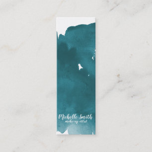 Abstrakte Aquarellfarbe aquamariner Pinselstrich Mini Visitenkarte