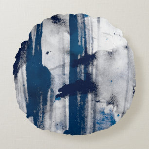 Abstrakte Aquarellfarbe auf Papier. Farbige Kunstt Rundes Kissen