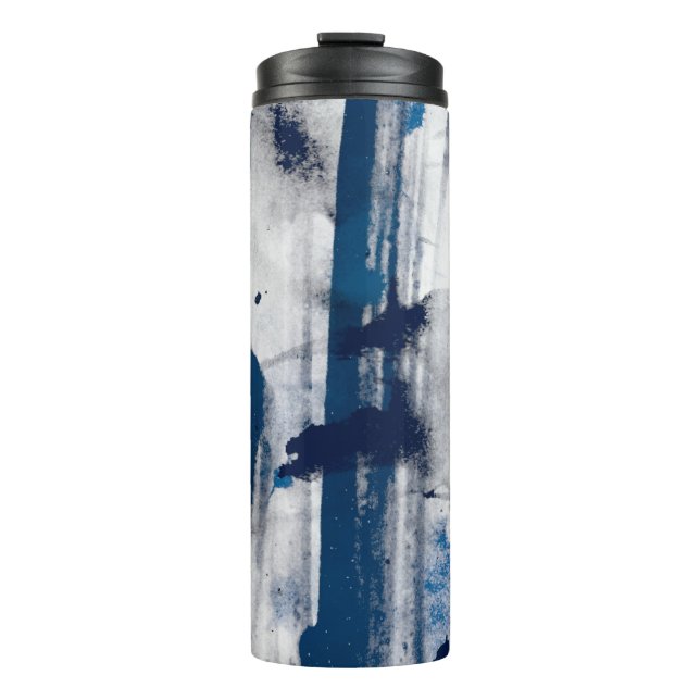 Abstrakte Aquarellfarbe auf Papier. Farbige Kunstt Thermosbecher (Vorderseite)