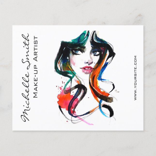 Abstrakte Aquarellfarbe farbige Frauenschminke Fly Flyer (Vorne)