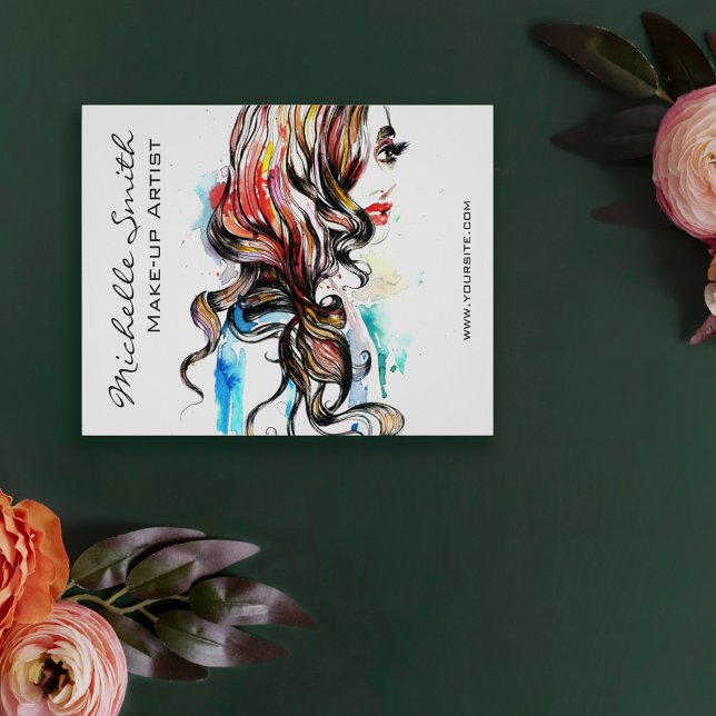 Abstrakte Aquarellfarbe farbige Frauenschminke Flyer (Von Creator hochgeladen)