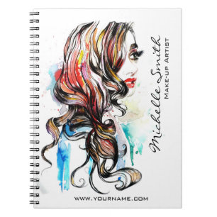Abstrakte Aquarellfarbe farbige Frauenschminke Notizblock