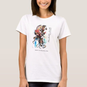 Abstrakte Aquarellfarbe farbige Frauenschminke T-Shirt