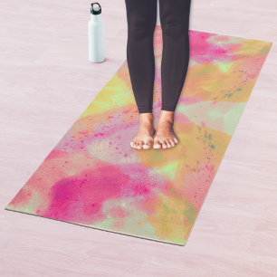 Abstrakte Aquarellfarbe Feine Kunst Rosa Gelb Lila Yogamatte