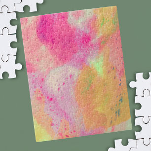 Abstrakte Aquarellfarbe Lila Rosa Gelbe Flasche