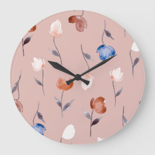 Abstrakte Aquarellfarbe: Pastell Nahtlos. Große Wanduhr