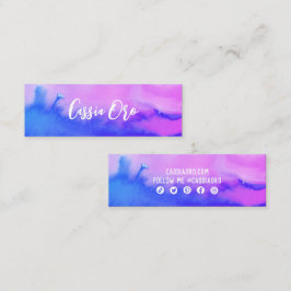 Abstrakte Aquarellfarbe Rosa Blau Benutzerdefinier Mini Visitenkarte